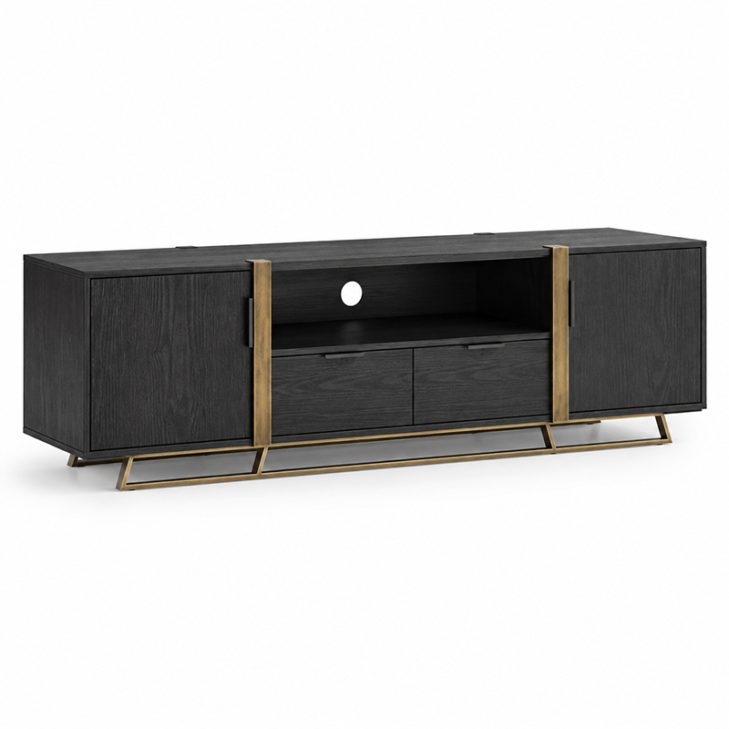 Capri TV Unit W180cm (Black / Dark Oak)