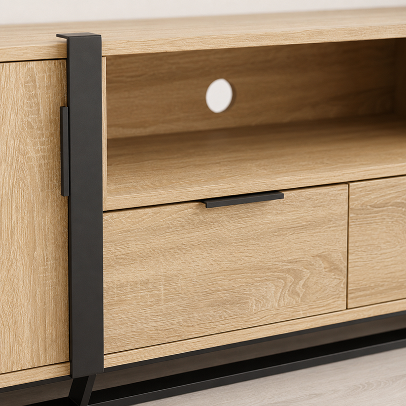 Capri TV Unit W180cm (Black / Dark Oak)