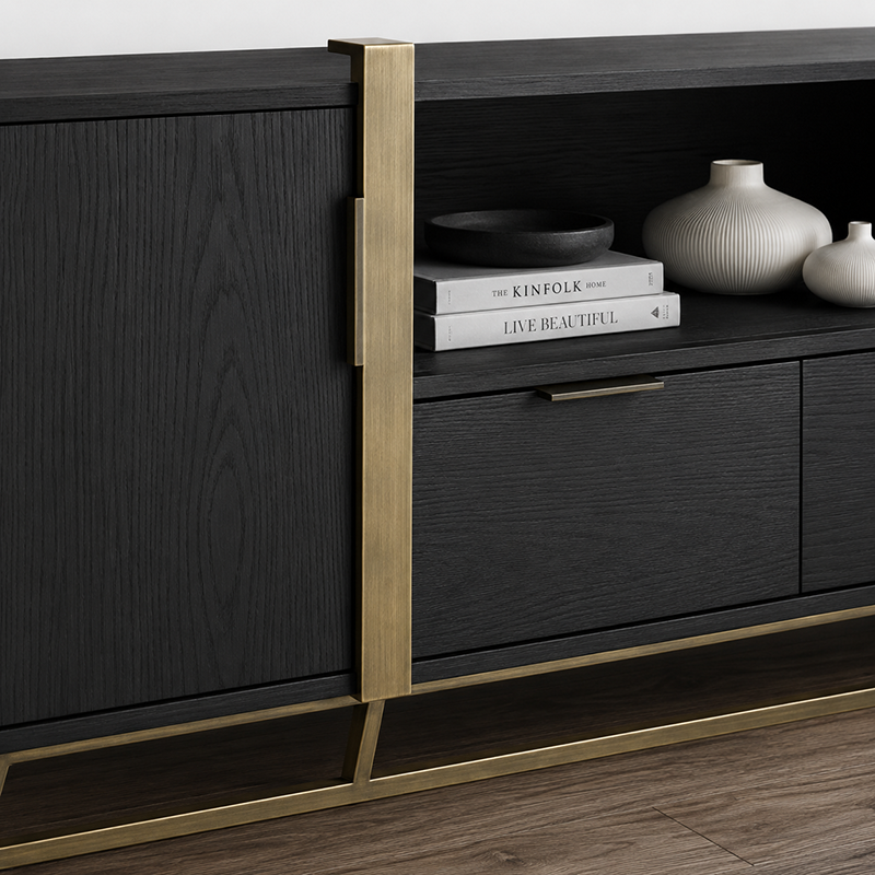 Capri TV Unit W180cm (Black / Dark Oak)