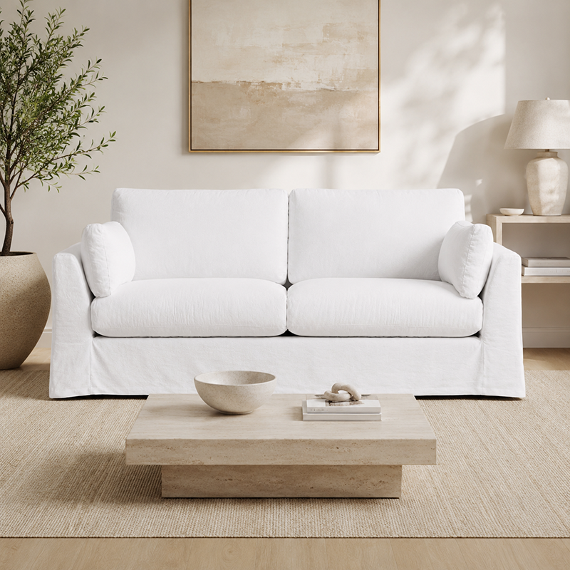 Carson Slipcover 3 Seater Sofa W235cm (Cement)