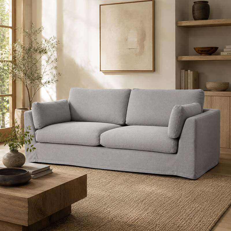 Carson Slipcover 3 Seater Sofa W235cm (Cement)