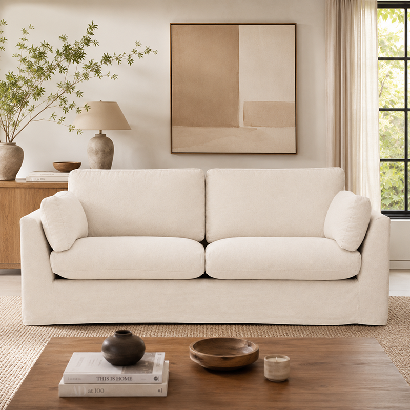 Carson Slipcover 3 Seater Sofa W235cm (Cement)