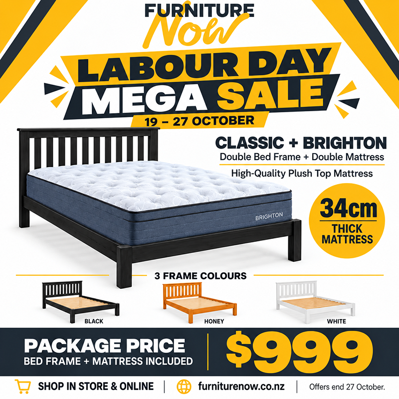 Brighton Double Mattress + Classic Solid Wood Double Bed Frame Package