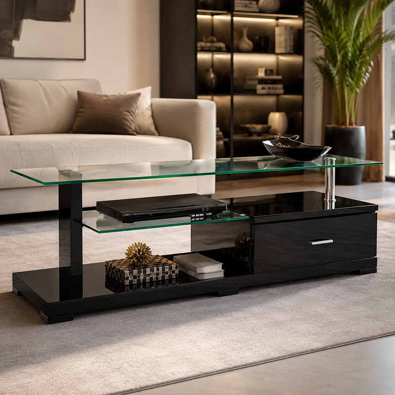 Clare TV Unit (White/Black) 1400mm