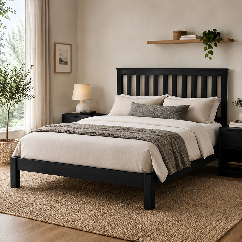 Classic Solid Wood Bed Frame - White, Warm Honey or Black