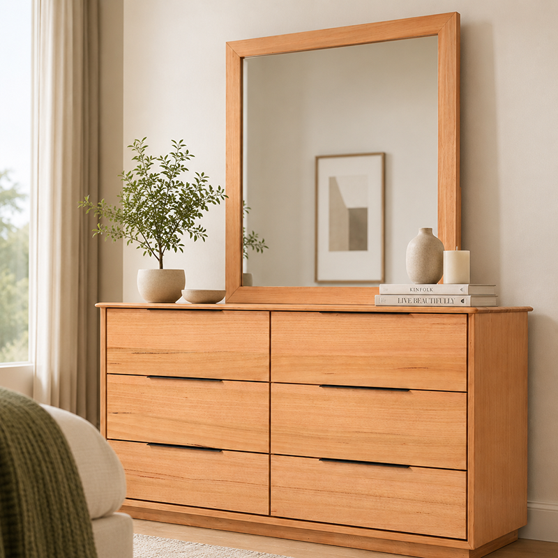Cleveland 6 Drawer Dresser & Mirror (Brown)