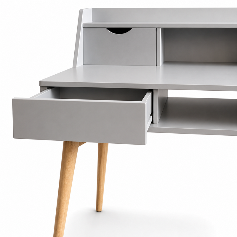 Creativo Desk with 2 Drawer with Shelf (Grey)