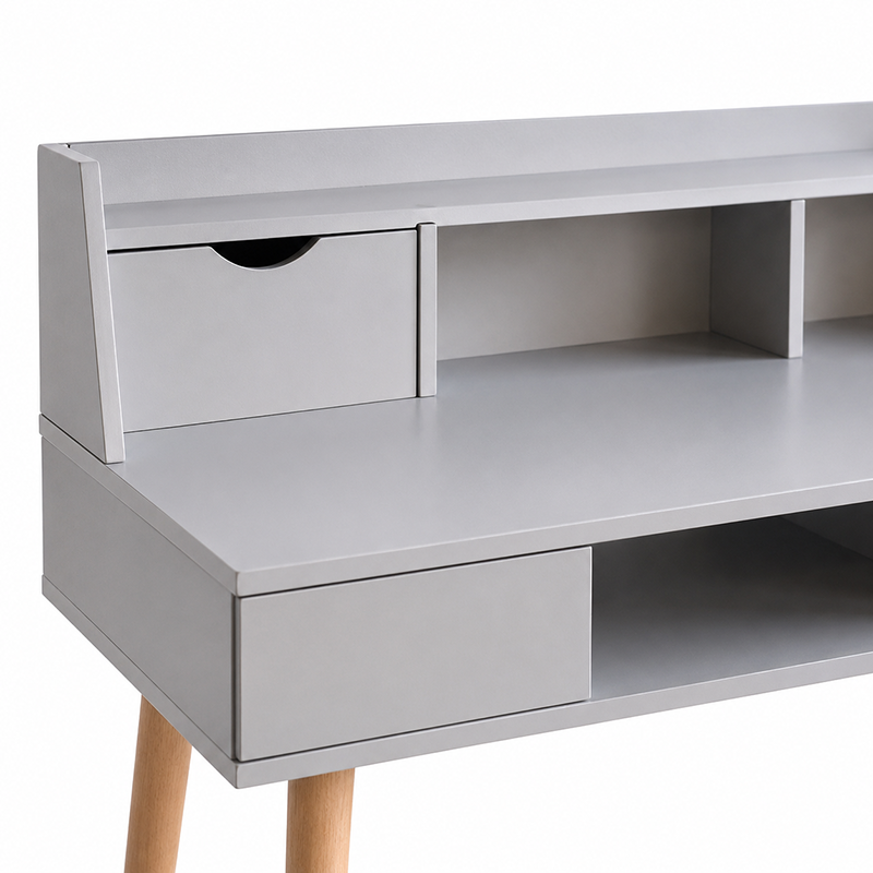 Creativo Desk with 2 Drawer with Shelf (Grey)