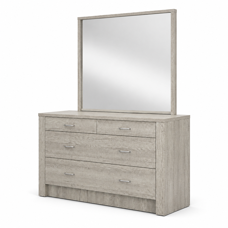 Empire 4 Drawer Dresser & Mirror (Multiple Colours)