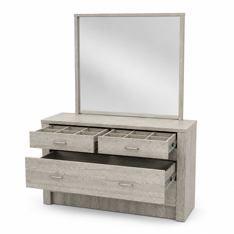 Empire 4 Drawer Dresser & Mirror (Multiple Colours)