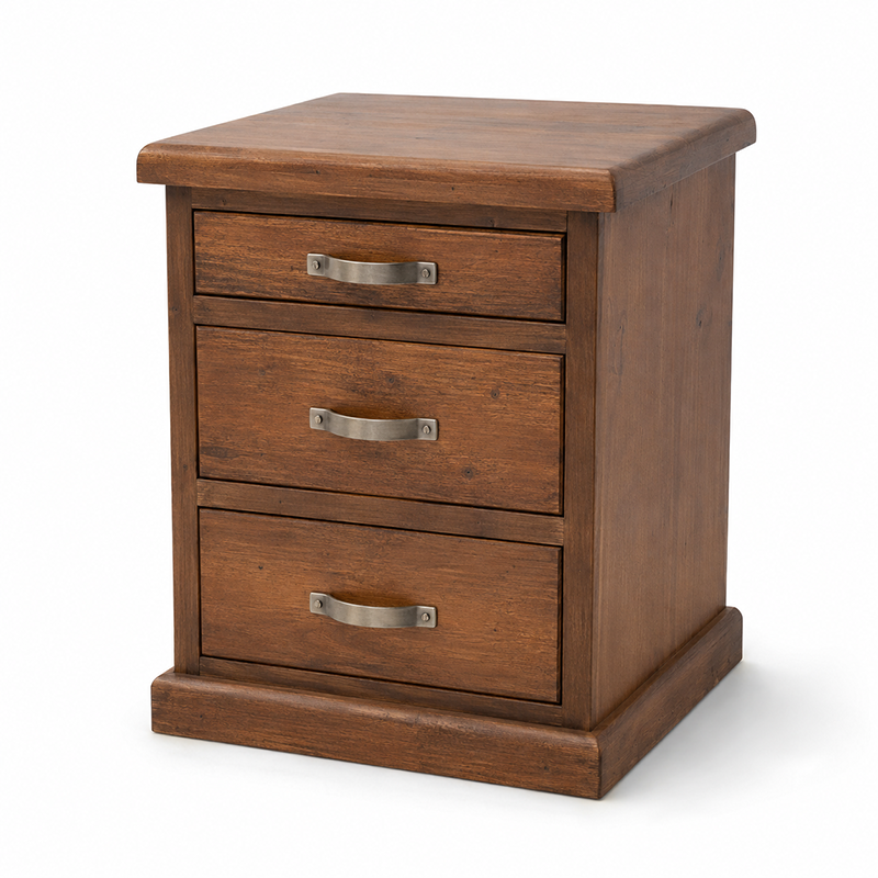 Felton 3 Drawer Bedside Table (Walnut) 530mm