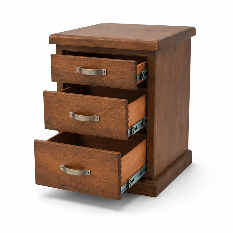 Felton 3 Drawer Bedside Table (Walnut) 530mm