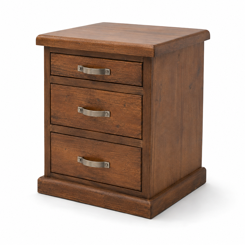 Felton 3 Drawer Bedside Table (Walnut) 530mm