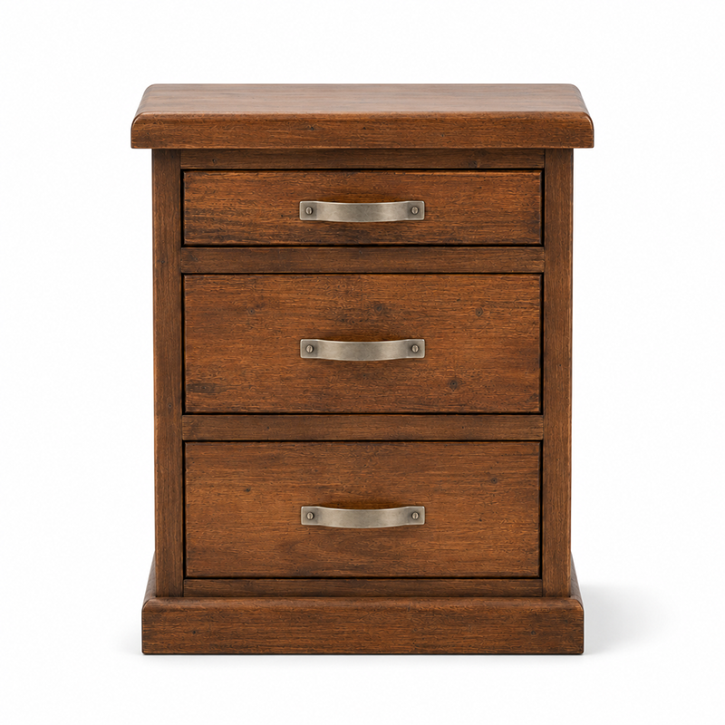 Felton 3 Drawer Bedside Table (Walnut) 530mm