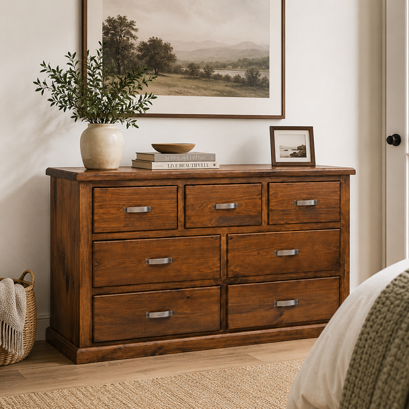 Felton 7 Drawer Dresser with Mirror (Walnut)