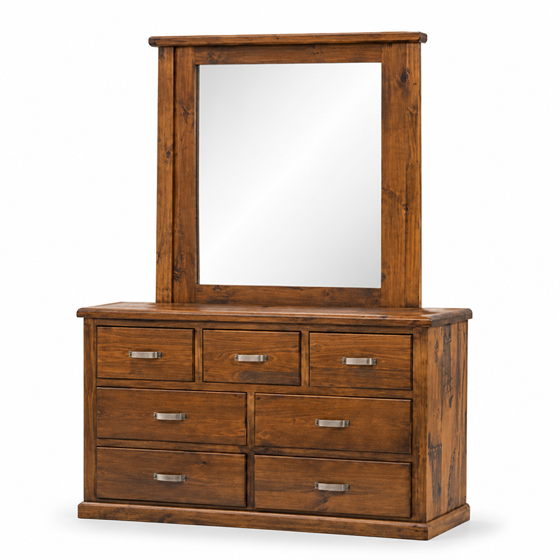 Felton 7 Drawer Dresser with Mirror (Walnut)