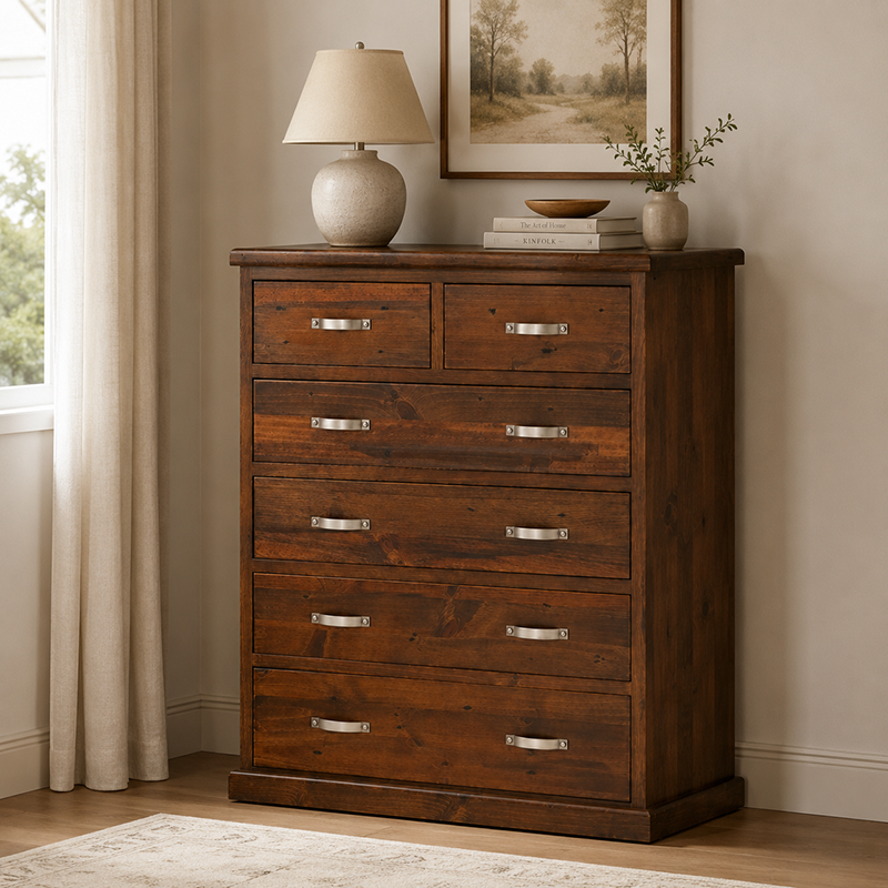 Felton 6 Drawer Tallboy (Walnut) 1050mm
