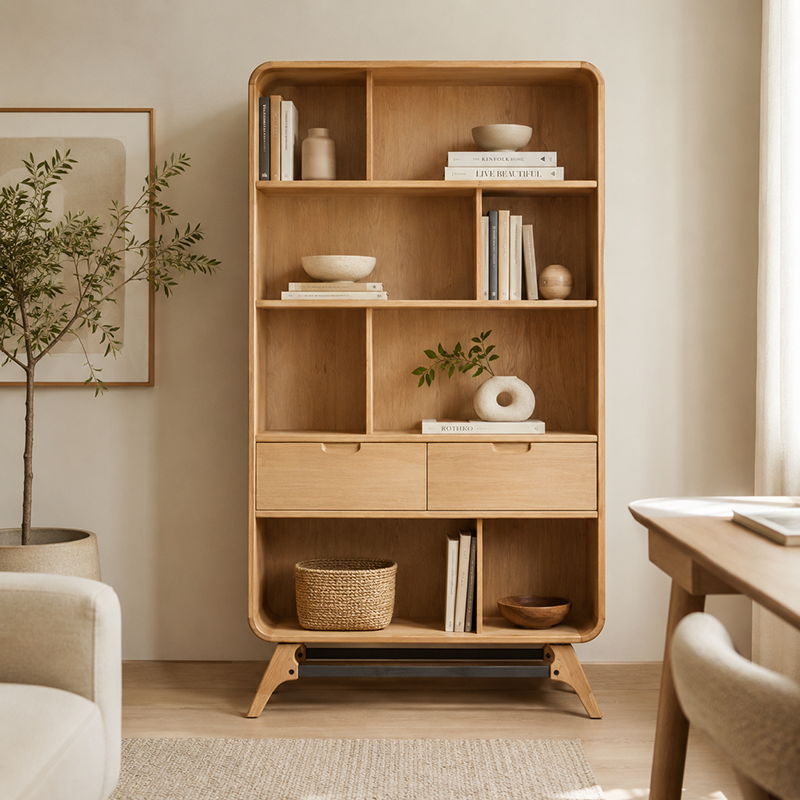 Flow Oak Bookcase 1100mm