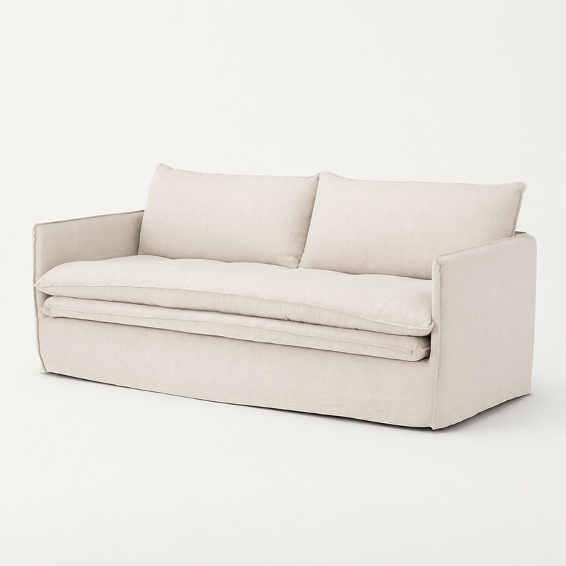 Hamilton Slipcover 3 Seater Sofa W210cm (Cement)