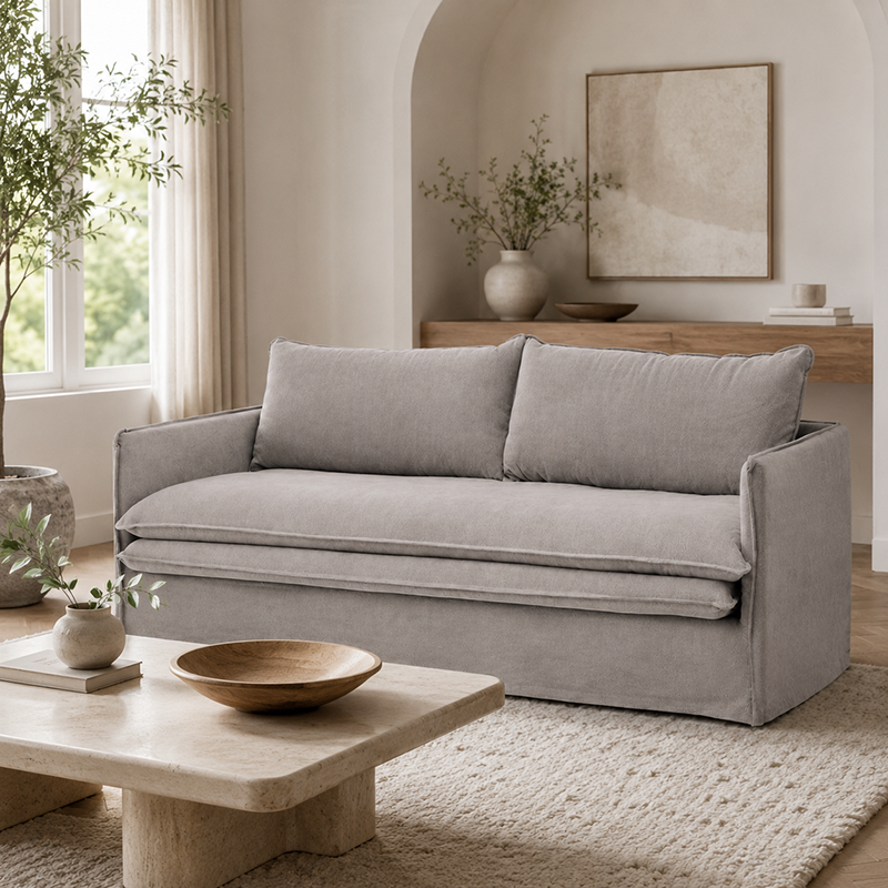 Hamilton Slipcover 3 Seater Sofa W210cm (Cement)
