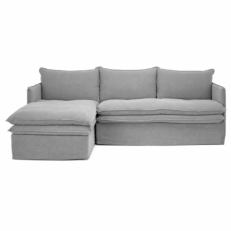 Hamilton Slipcover 3 Seater Chaise Sofa W277cm Cement/Khaki/Oatmeal