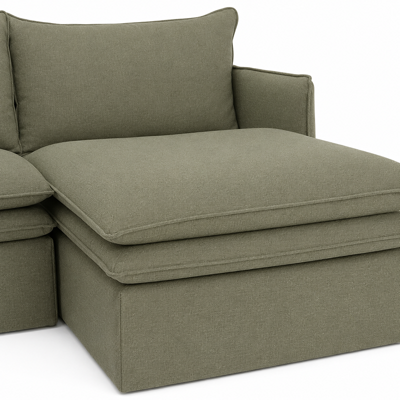 Hamilton Slipcover 3 Seater Chaise Sofa W277cm Cement/Khaki/Oatmeal