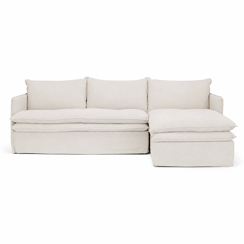 Hamilton Slipcover 3 Seater Chaise Sofa W277cm Cement/Khaki/Oatmeal