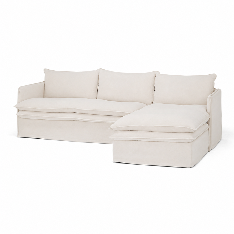 Hamilton Slipcover 3 Seater Chaise Sofa W277cm Cement/Khaki/Oatmeal