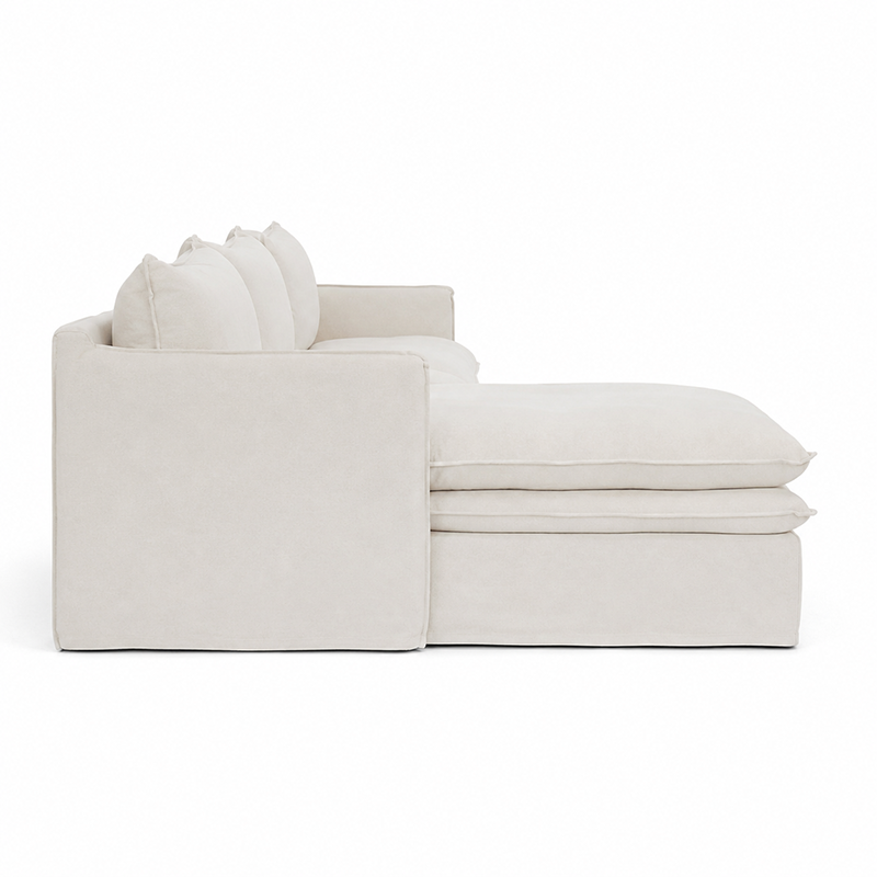 Hamilton Slipcover 3 Seater Chaise Sofa W277cm Cement/Khaki/Oatmeal