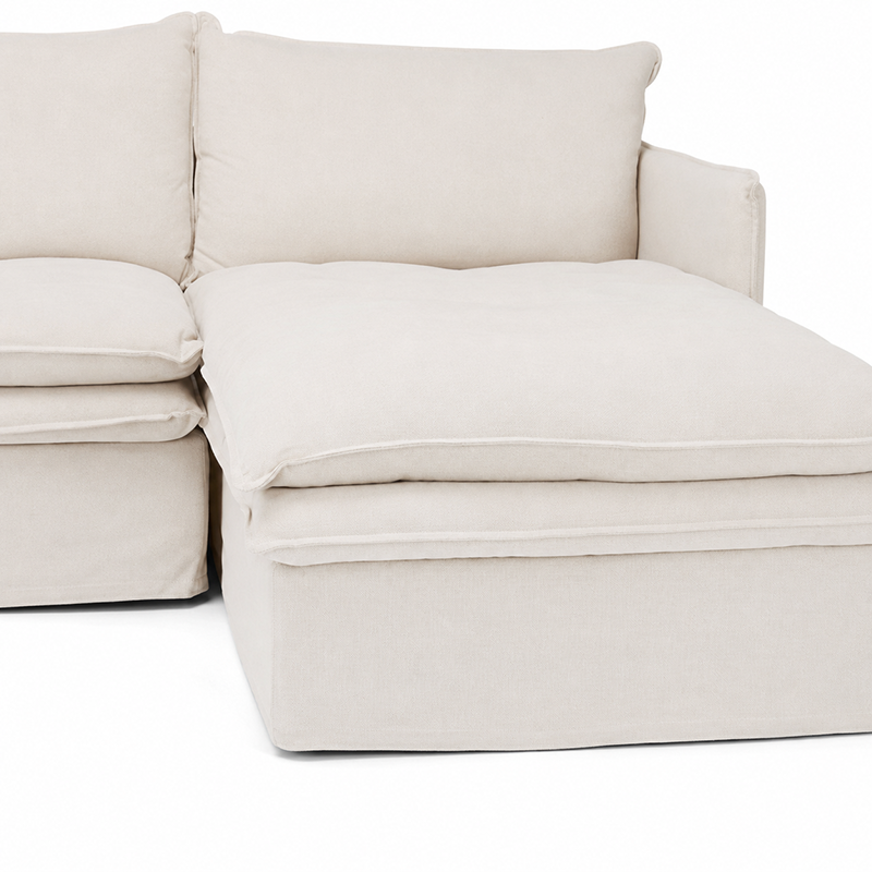 Hamilton Slipcover 3 Seater Chaise Sofa W277cm Cement/Khaki/Oatmeal