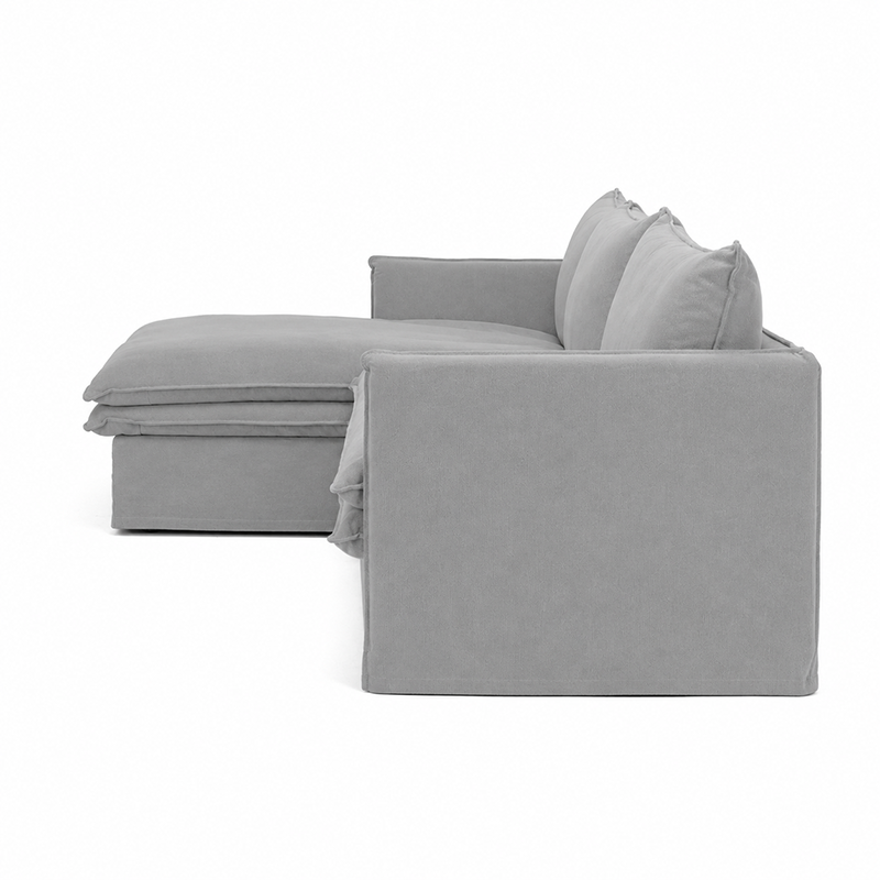 Hamilton Slipcover 3 Seater Chaise Sofa W277cm Cement/Khaki/Oatmeal