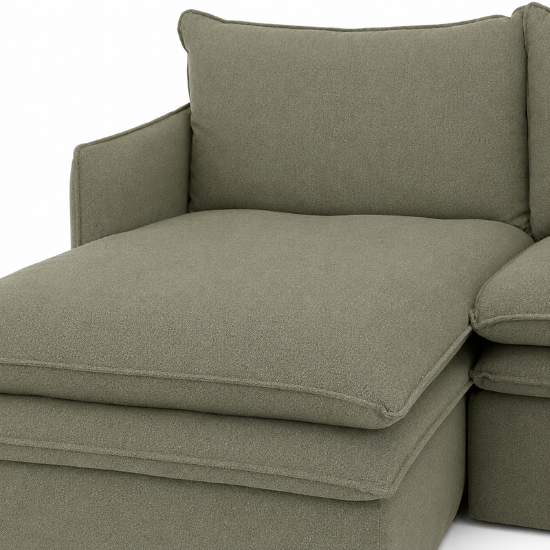 Hamilton Slipcover 3 Seater Chaise Sofa W277cm Cement/Khaki/Oatmeal