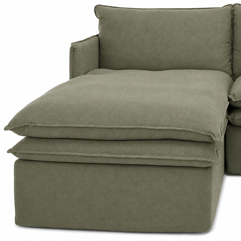 Hamilton Slipcover 3 Seater Chaise Sofa W277cm Cement/Khaki/Oatmeal