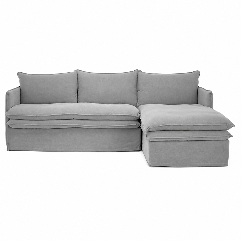 Hamilton Slipcover 3 Seater Chaise Sofa W277cm Cement/Khaki/Oatmeal