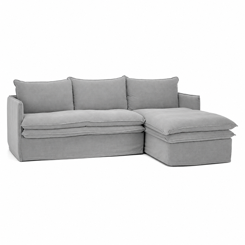 Hamilton Slipcover 3 Seater Chaise Sofa W277cm Cement/Khaki/Oatmeal
