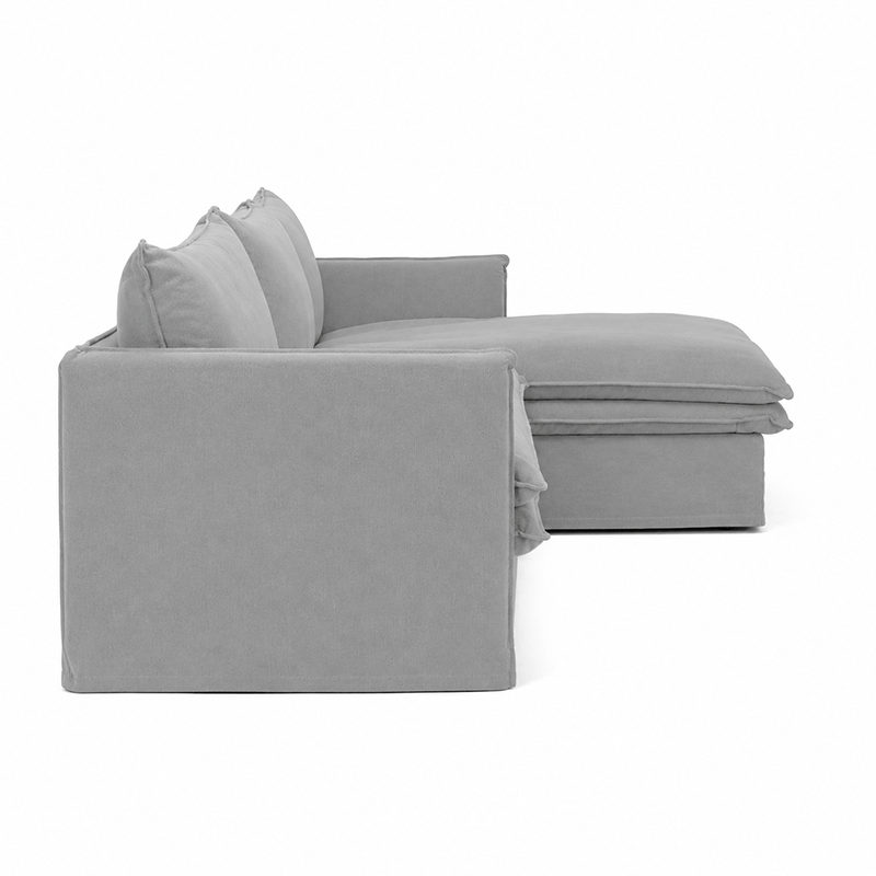 Hamilton Slipcover 3 Seater Chaise Sofa W277cm Cement/Khaki/Oatmeal