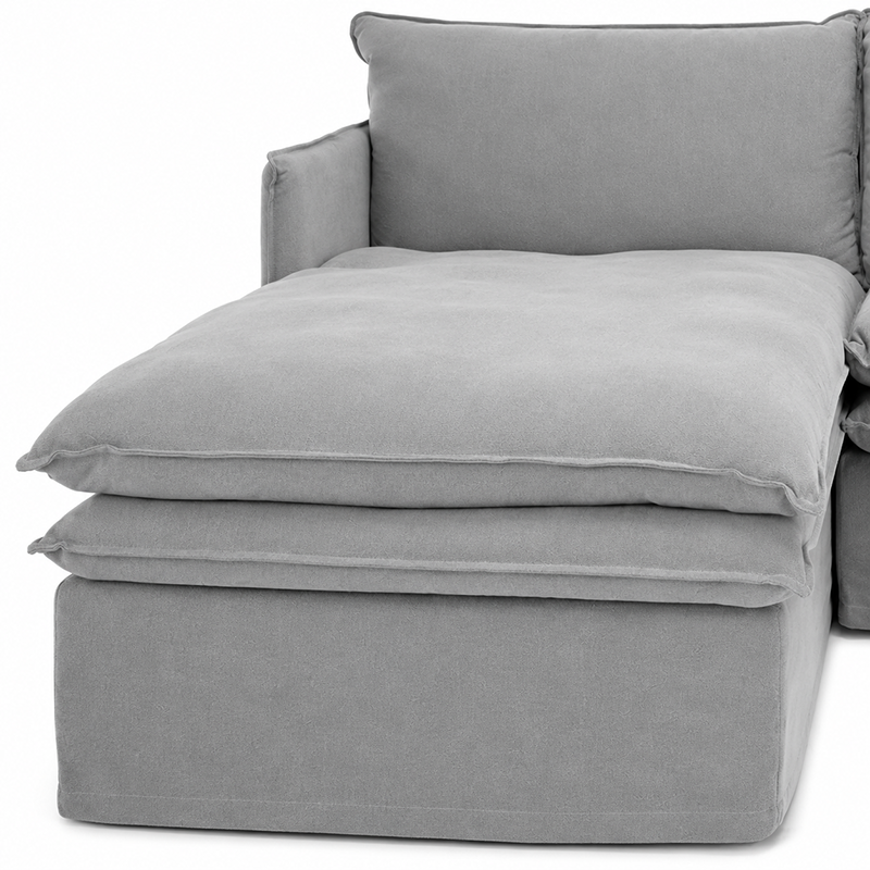 Hamilton Slipcover 3 Seater Chaise Sofa W277cm Cement/Khaki/Oatmeal