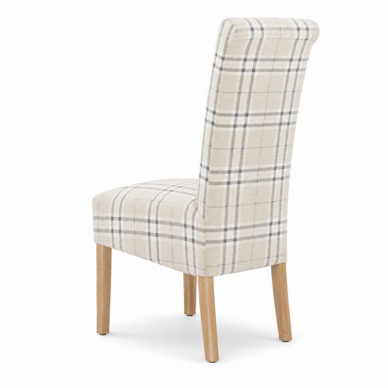 High Back Checkered Fabric Dining Chair