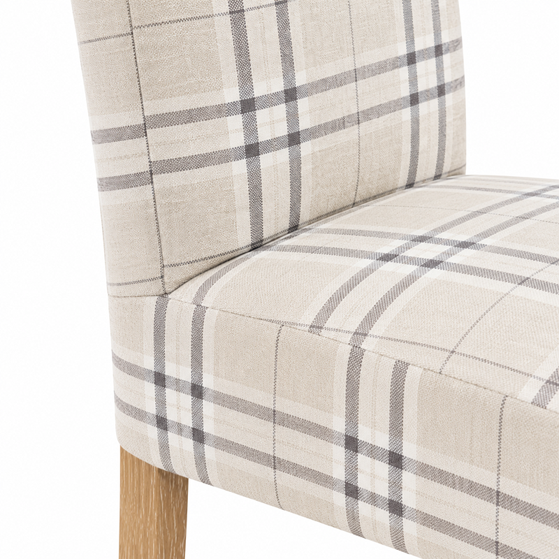 High Back Checkered Fabric Dining Chair