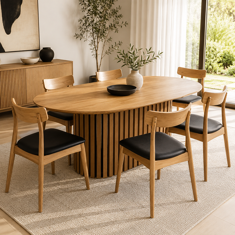Hopewell Oval Timber Dining Table 210cm, Natural
