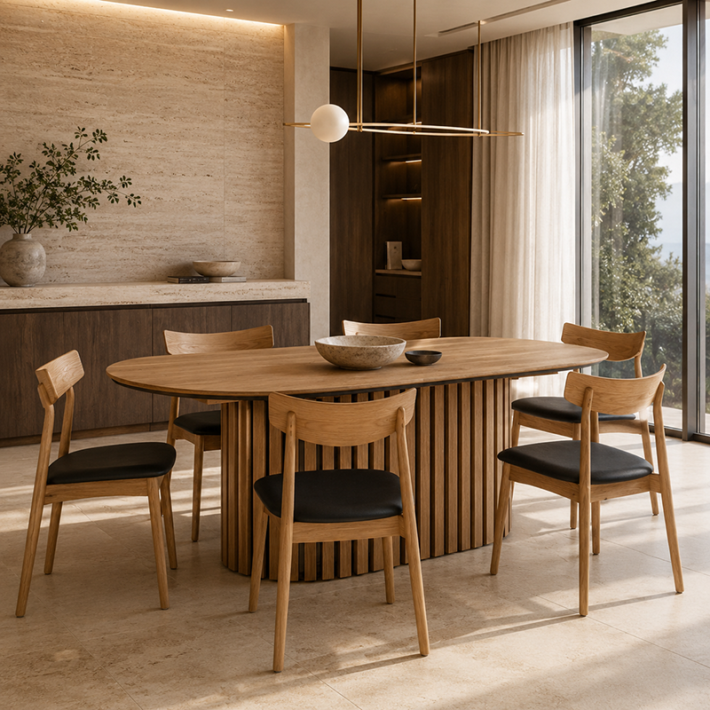 Hopewell Oval Timber Dining Table 210cm, Natural