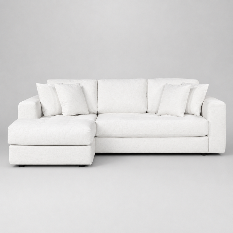 Hugo 3 Seater Chaise Sofa W253cm (Speckle White/Dark Shadow/Pesto)