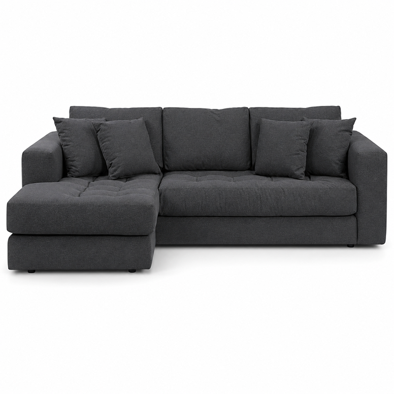 Hugo 3 Seater Chaise Sofa W253cm (Speckle White/Dark Shadow/Pesto)