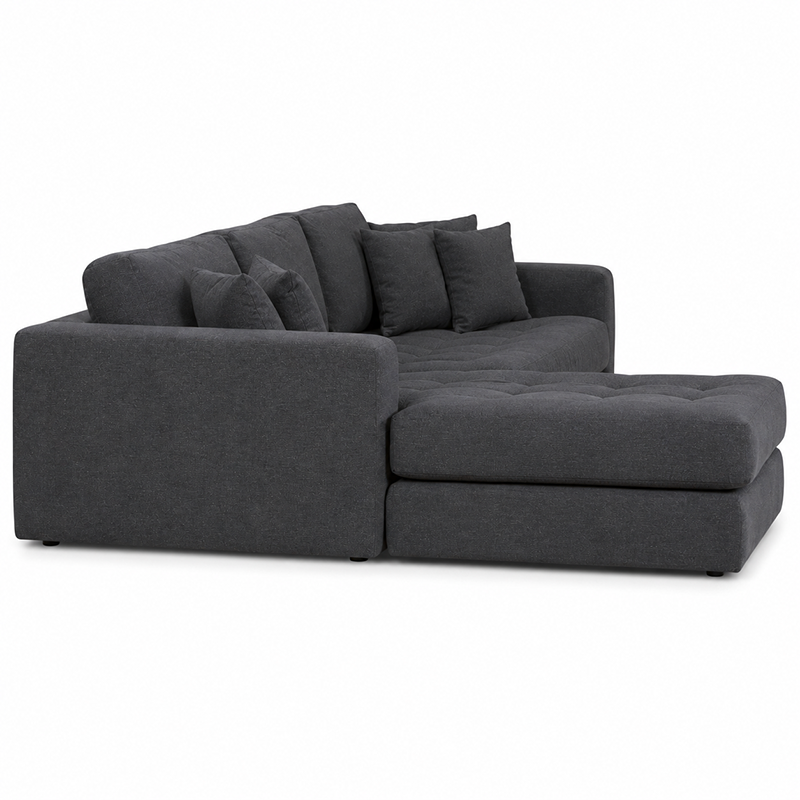 Hugo 3 Seater Chaise Sofa W253cm (Speckle White/Dark Shadow/Pesto)