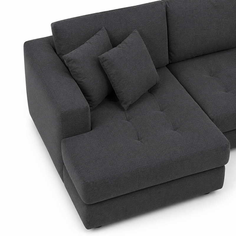 Hugo 3 Seater Chaise Sofa W253cm (Speckle White/Dark Shadow/Pesto)