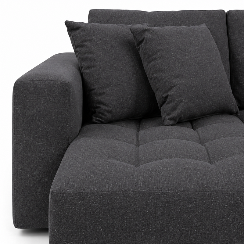 Hugo 3 Seater Chaise Sofa W253cm (Speckle White/Dark Shadow/Pesto)