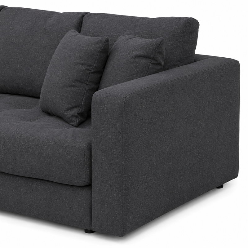 Hugo 3 Seater Chaise Sofa W253cm (Speckle White/Dark Shadow/Pesto)