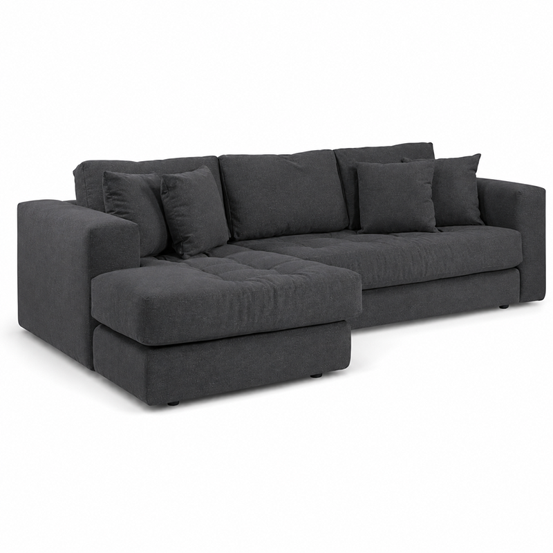 Hugo 3 Seater Chaise Sofa W253cm (Speckle White/Dark Shadow/Pesto)