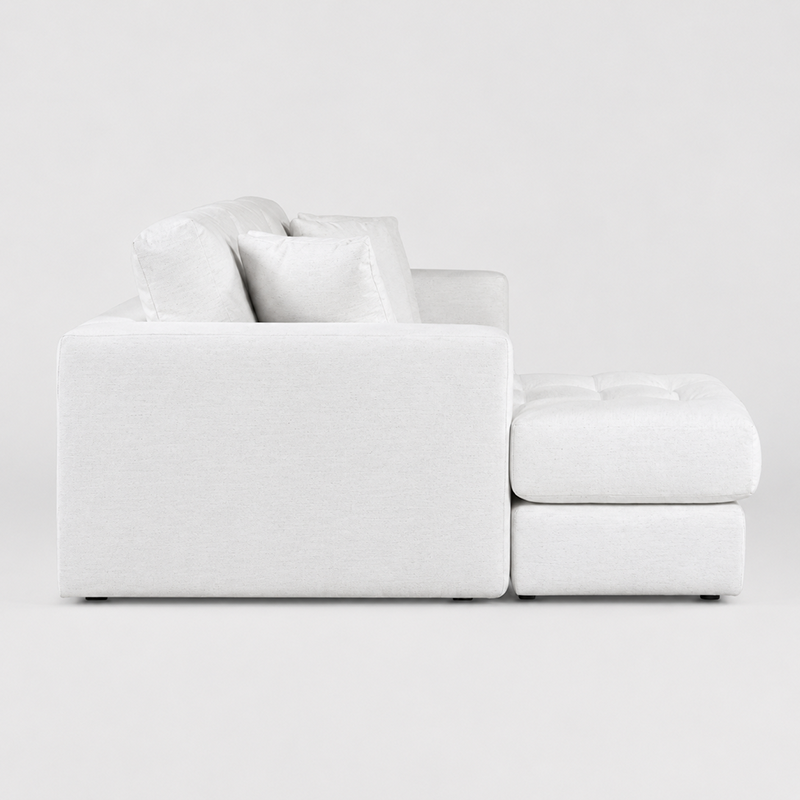 Hugo 3 Seater Chaise Sofa W253cm (Speckle White/Dark Shadow/Pesto)