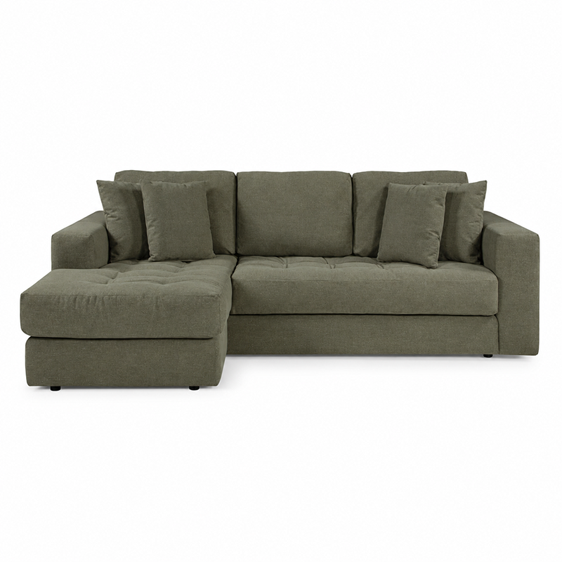 Hugo 3 Seater Chaise Sofa W253cm (Speckle White/Dark Shadow/Pesto)